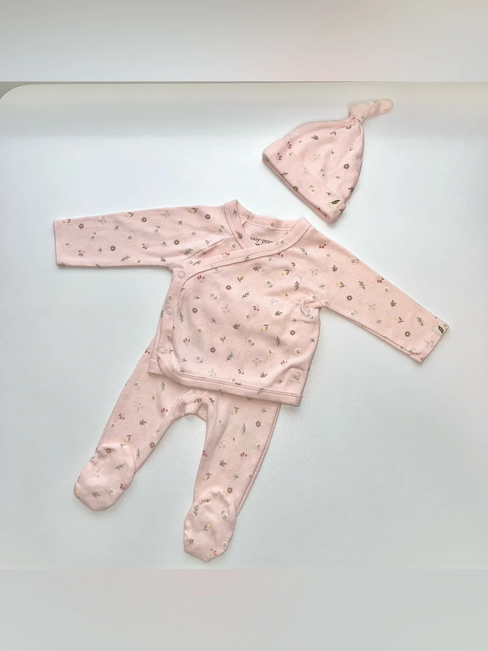 Easy-Peasy Organic Cotton 3-Piece Set Floral Printed Pink Baby Girl’s 3 Months